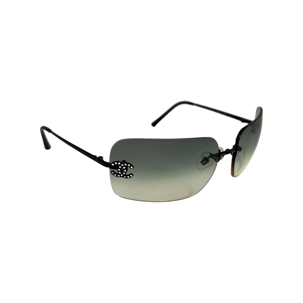 Chanel CC Rhinestone Logo Rimless Sunglasses